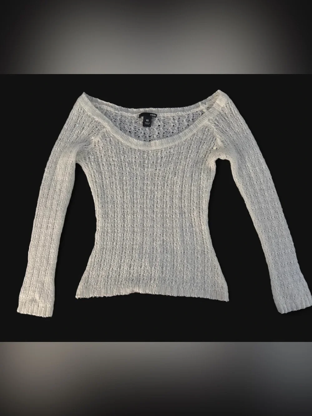 Knit off the shoulder long sleeve top
